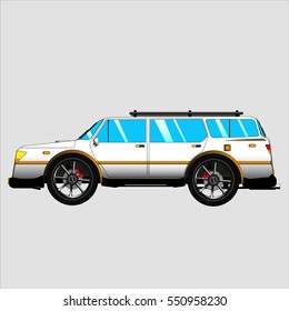 Vector station wagon car. Car side view isolated.Family car.
