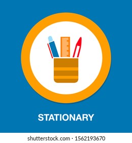 vector stationary icon, office illustration set