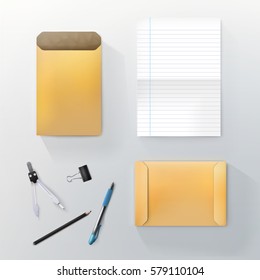 Vector Stationary Mock Up Lined Page A4 Layout For Your Hand Writing