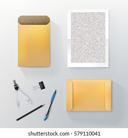 Vector Stationary Mock Up  Squares Matrix Mosaic Page A4 Layout For Your Drawing