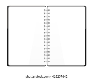 Vector. Stationery. An Open Pocket Book / Diary / Notebook / Scrapbook / Textbook / Notepad / Organizer / Sketch Book / Journal / Drawing Pad. Isolated Illustration. White Blank Pages