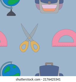 Vector Stationery pattern. Colorful school stationery  background