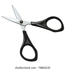 vector stationery short scissors with black plastic handle