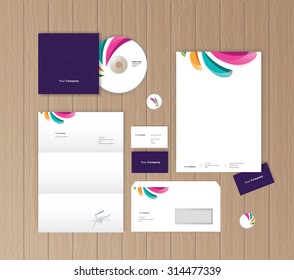 Vector stationery template design with abstract symbol. Simple corporate identity.