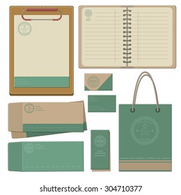 Vector stationery template design for cafe, shop, confectionery. Documentation for business, logo design, corporate style. Sweet shop. Design element with space for your text.