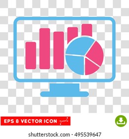 Vector Statistics Monitoring EPS vector icon. Illustration style is flat iconic bicolor pink and blue symbol on a transparent background.