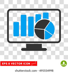 Vector Statistics Monitoring EPS vector pictogram. Illustration style is flat iconic bicolor blue and gray symbol on a transparent background.
