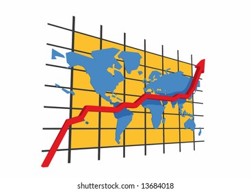 vector - statistics/worldmap - 3d isolated on white background