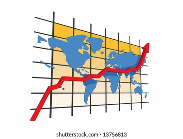 vector - statistics/worldmap - 3d isolated on white background