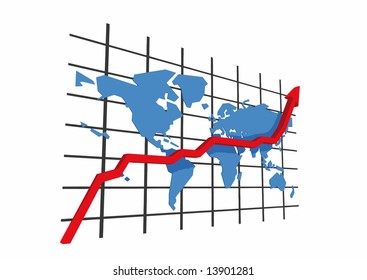 vector - statistics/worldmap - 3d isolated on white background