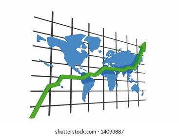 vector - statistics/worldmap - 3d isolated on white background