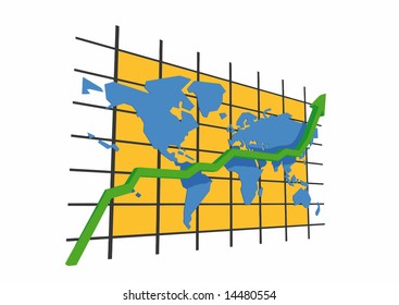 vector - statistics/worldmap - 3d isolated on white background