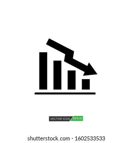 Vector stats the graph shows down arrow. Business growing chart presentation icon