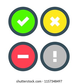 Vector Status Icon Set. Including such statuses as Active, Do Not Disturb, Busy, Blocked. Color flat icons.