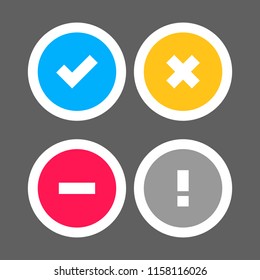 Vector Status Icon Set. Including such statuses as Active, Do Not Disturb, Busy, Blocked. Color flat icons.