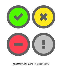 Vector Status Icon Set. Including Such Statuses As Active, Do Not Disturb, Busy, Blocked. Color Flat Icons.