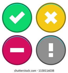 Vector Status Icon Set. Including such statuses as Active, Do Not Disturb, Busy, Blocked. Color flat icons.