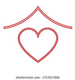 vector stay home icon, house and heart isolated on white background