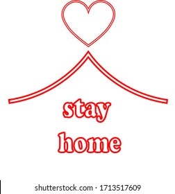 vector stay home icon, house and heart isolated on white background