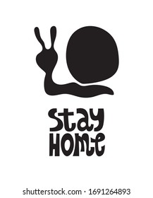 Vector Stay Home slogan. Hand drawn lettering about healthy rule and social distancing. 