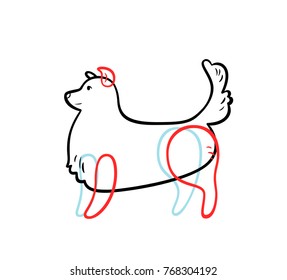 Vector staying dog in sketch style, isolated on white.