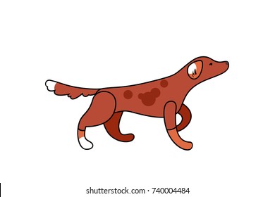 Vector staying hunting dog in toy style, isolated on white background.