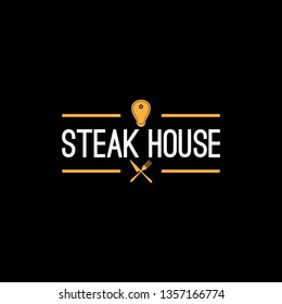 vector steak house logo, with pictures of steaks and cutlery making more, interesting.