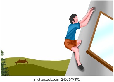 Vector of steal, Vector of hiking or climping, Climping and hiking background.