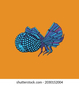 Vector Steam punk character blue fly