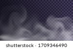 Vector steam or smoke on a transparent background, clubs of fog
