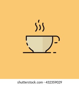 Vector Steaming coffee cup icon. Flat style. 