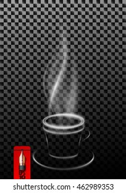 Vector steaming cup of coffee or tea made of smoke