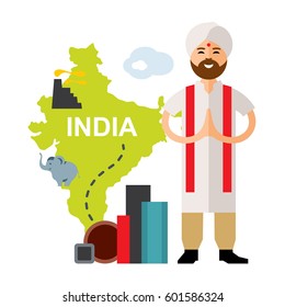 Vector Steel Industry in India. Flat style colorful Cartoon illustration.