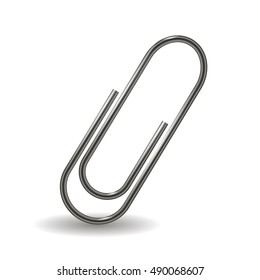 Vector Steel Paper Clip Isolated on White Background