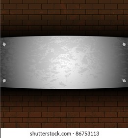 vector steel plate on brick for your design