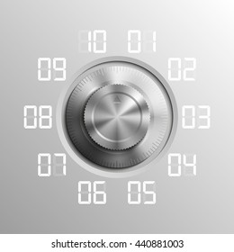 Vector steel safe with numbers. Armored box background. The door bank vault with a combination lock. Reliable Data Protection savings. Deposit box icon.Protection personal data business information