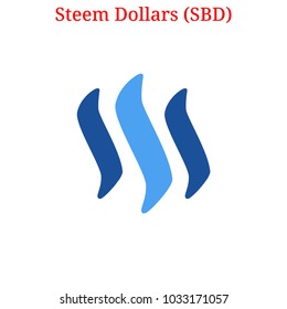Vector Steem Dollars (SBD) digital cryptocurrency logo. Steem Dollars (SBD) icon. Vector illustration isolated on white background.