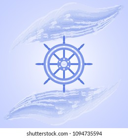 Vector steering wheel for a ship or boat. Nautical symbol.