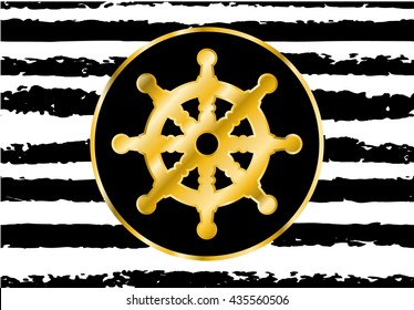 Vector steering wheel sign in gold