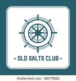 Vector steering wheel sign with the rope. Perfect for logo or other ocean style events and designs.