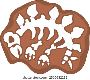 Ícone de bones de stegosaurus vetorial. Lindos fósseis de dinossauros ilustração para crianças. Engraçado clipart de estegossauro escavado para crianças isoladas sobre fundo branco. Desenho animado pré-histórico animal picture
