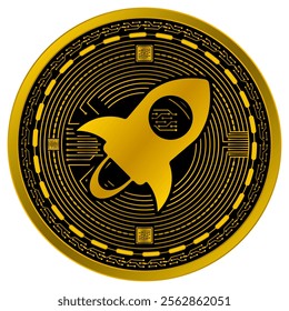 Vector of Stellar Lumens  Digital Currency in gold and black colors on a white background.