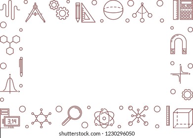 Vector STEM horizontal frame with empty space for text. Science concept illustration or background in thin line style