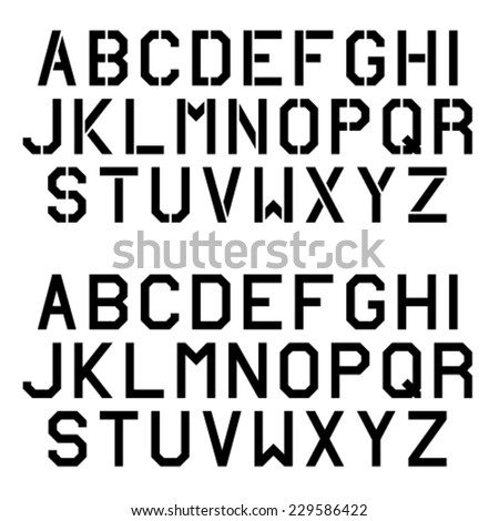 Vector Stencil Angular Font Alphabet Letters Stock Vector Royalty