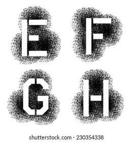 vector stencil angular spray font letters E F G H