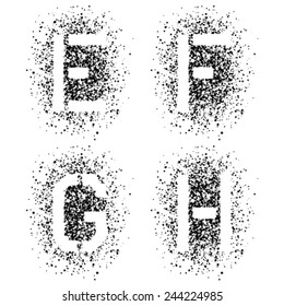 vector stencil angular spray font letters E F G H