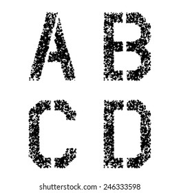 vector stencil angular spray font letters A B C D