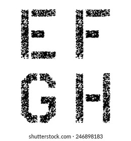 vector stencil angular spray font letters E F G H