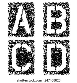 vector stencil angular spray font letters A B C D