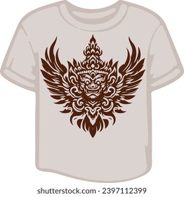 Vector stencil art portraying Garuda, the legendary creature with wings